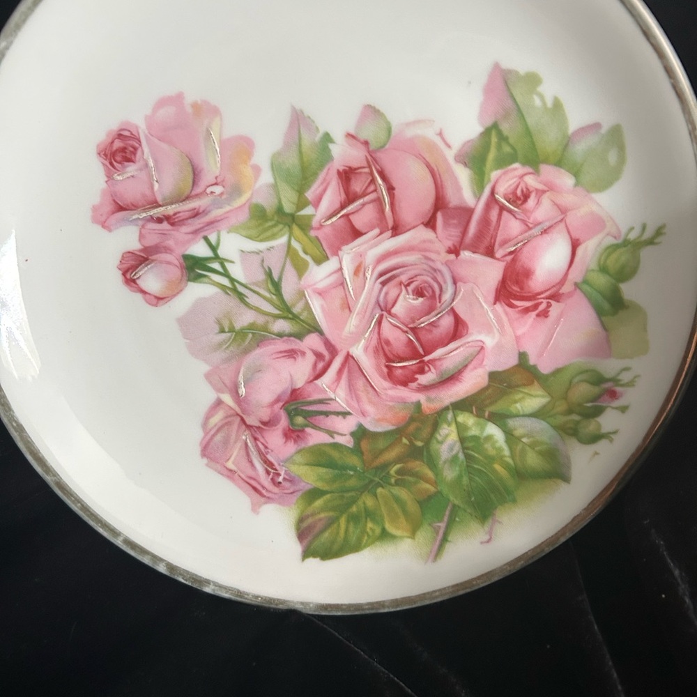Antique porcelain Plate with Pink Roses